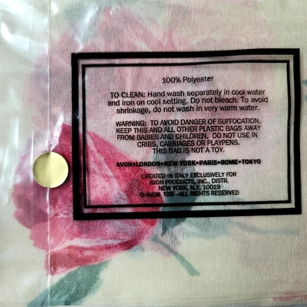 Vintage New Avon Floral Rose Chiffon Scarf 1995
